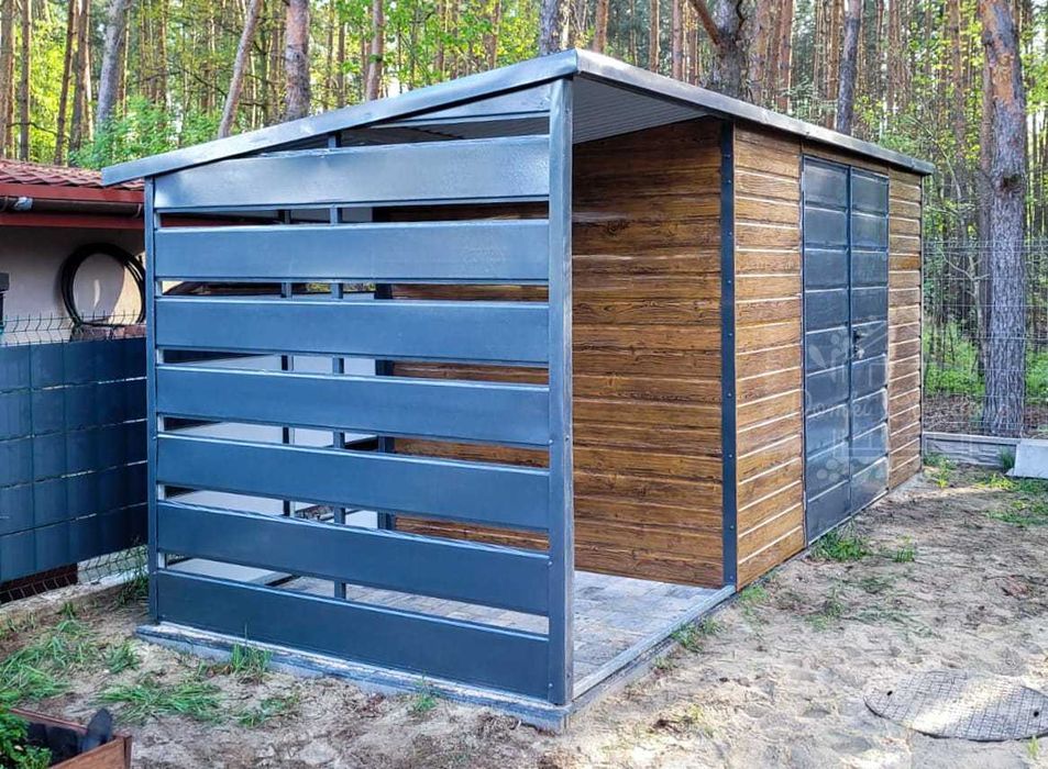 Schowek Domek ogrodowy 4x2 Wiata 1,5m Drewnopodobny ID554