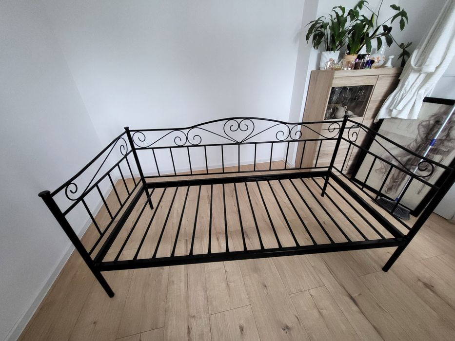 Łóżko metalowe czarne 90/200