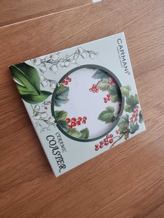 NOWA Podkładka ceramiczna Carmani czerwona porzeczka ceramic coaster