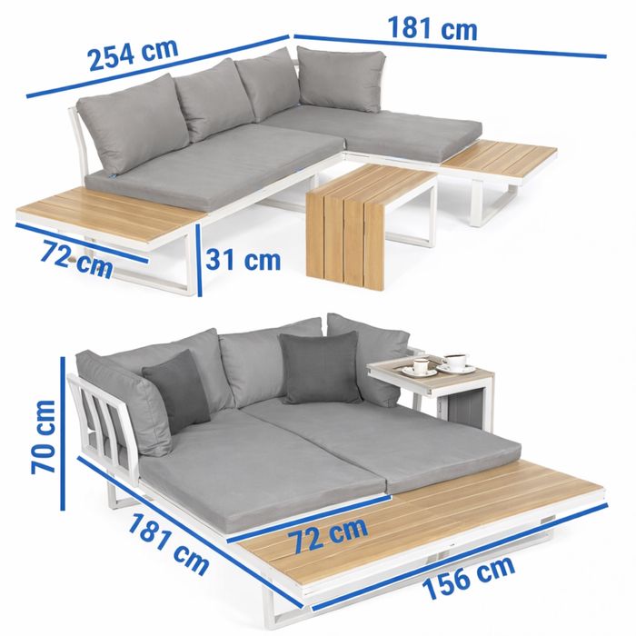 Zestaw mebli narożnik ogrodowy aluminiowy uniwersalny