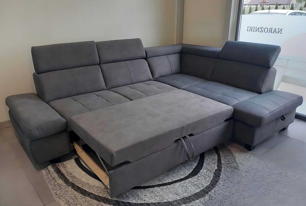 Narożnik Arturro z funkcja spania oraz pojemnikiem