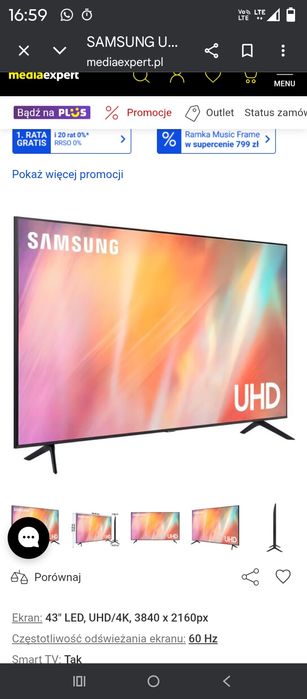 Samsung Tv AU7192 55 cali UHD