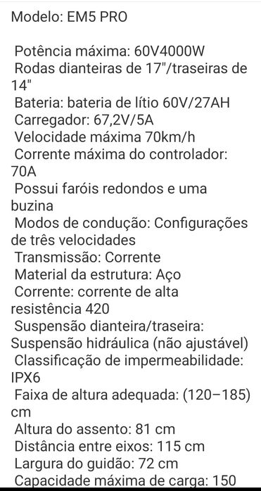 Mota elétrica 60v 4000w