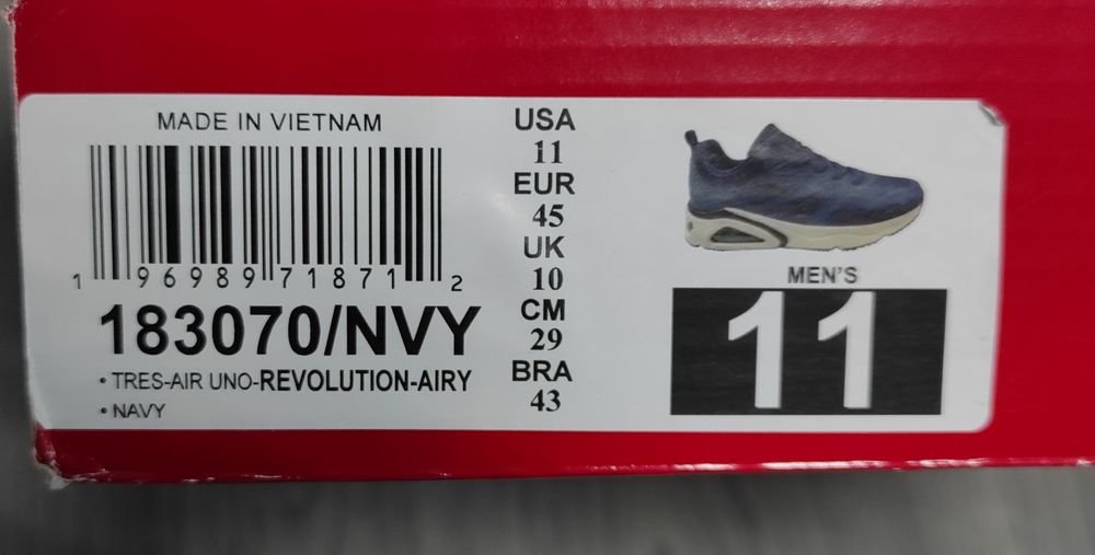 44,5 Skechers Tres-Air Uno-Revolution оригінальні чоловічі кросовки