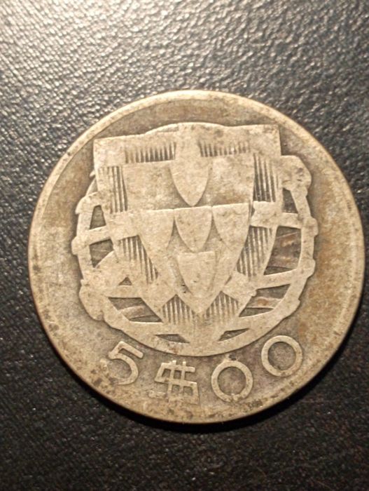 5 escudos - Republca Portuguesa - 1933 - Prata - Bela