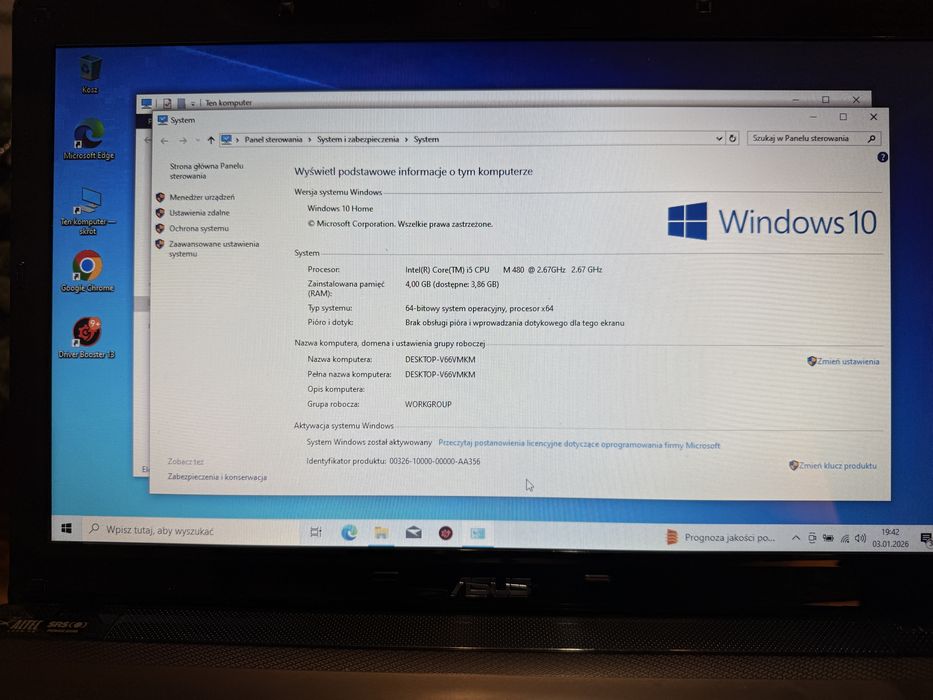Laptop Asus K52J i5 4gb 320Gb Windows 10