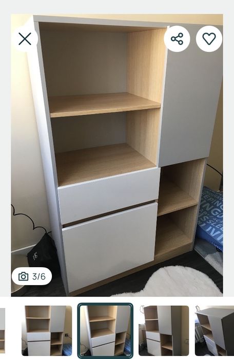 Regał / Komoda 80 cm z 2 drzwiami 4 półkami i szufladą