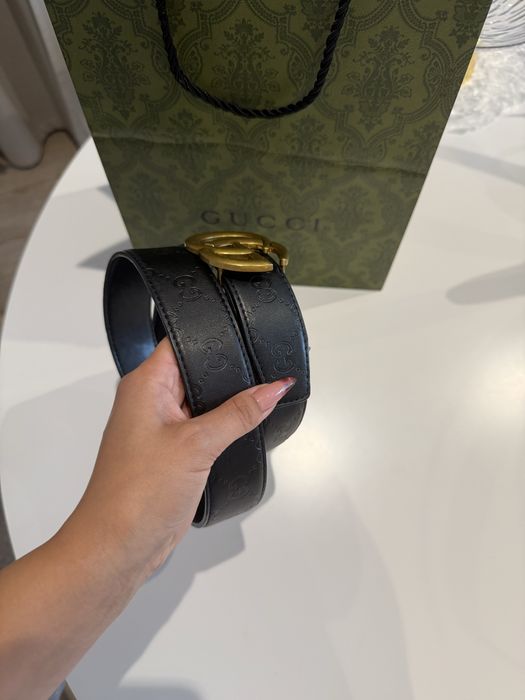 Pasek GG Gucci czarny dwustronny skóra 3.8 cm