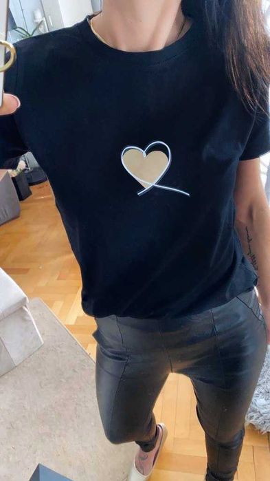 T- shirt serce czarny S/M oraz M/L