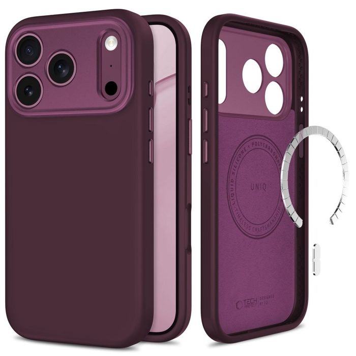 Etui Tech-Protect Uniq MagSafe CC do iPhone 17 Pro Max / 18 Pro Max - dark cherry