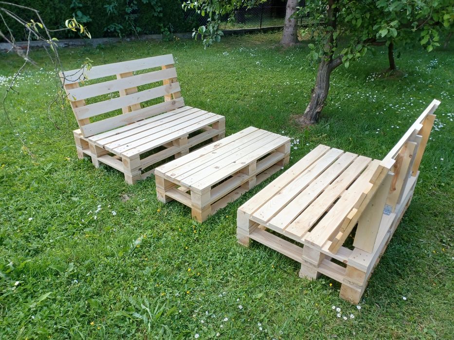 Meble ogrodowe z palet 120 cm | ławka / stolik
