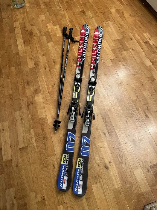 Narty 180cm Salomon Crossmax 7.5, kijki 130 i pokrowiec