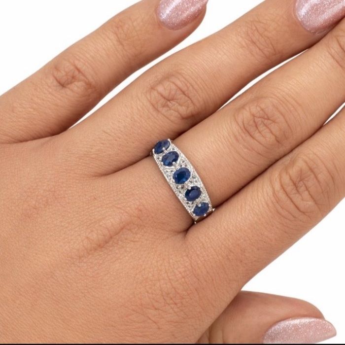 Anel Safira Natural 0,80ct | Certificado GEMTEC | Prata 925 | Banho Ouro 18K