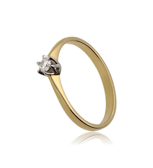 Złoty Pierścionek pr.585 14k brylant 0.10ct RS0211