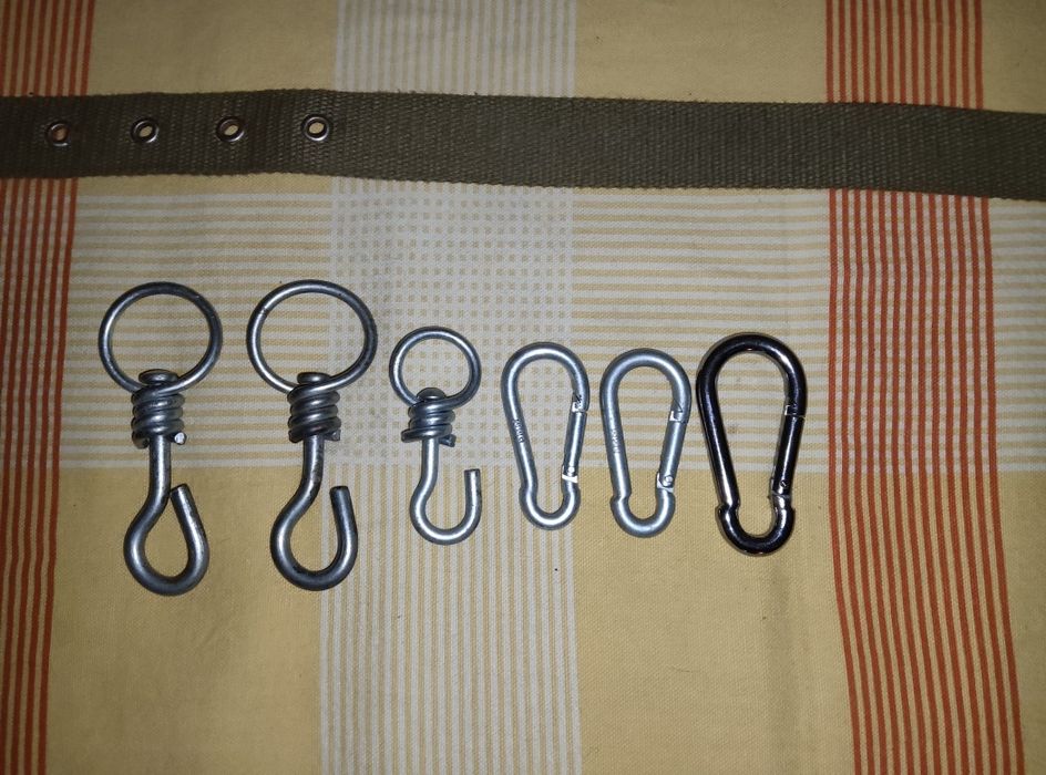 Брезентовый ошейник и поводок, карабины,вертушки на цепь.