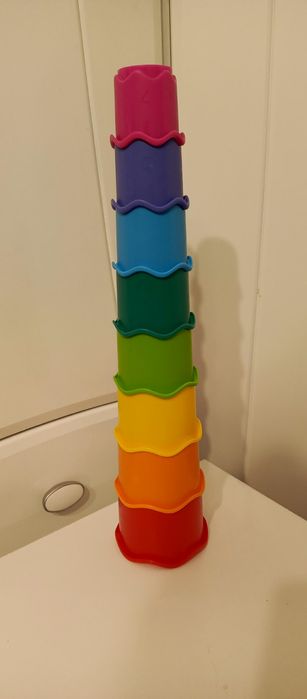 Gumowe klocki jak LEGO Duplo kubeczki kolorpwe zabawki dla niemowlaka