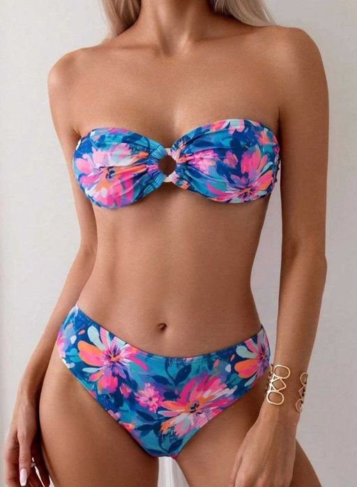 Shein фірмовий купальник S-М в яскравих квітах