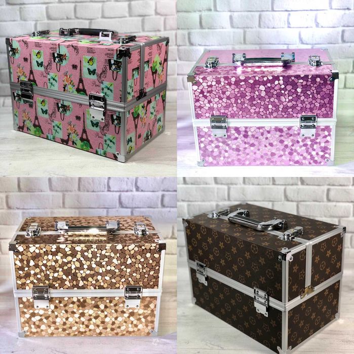 Бьюти кейс алюминиевый чемодан с ключем гламур для мастеров