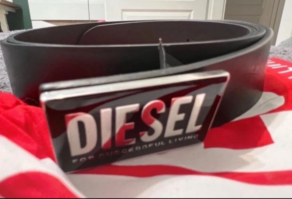 Pasek skórzany Diesel czarny