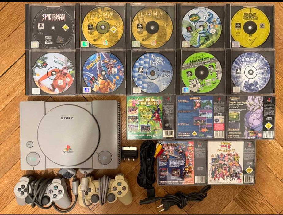 Konsola PlayStation 1 z kolekcją gier – stan bardzo dobry