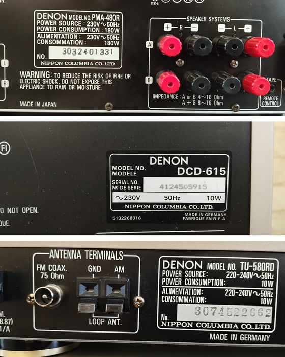 DENON PMA-480R, DCD-615,TU-580RD Stereo Hi-Fi