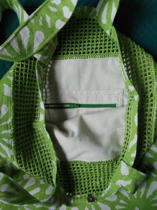 Zielona bawełniana torebka typu shopper w stylu boho