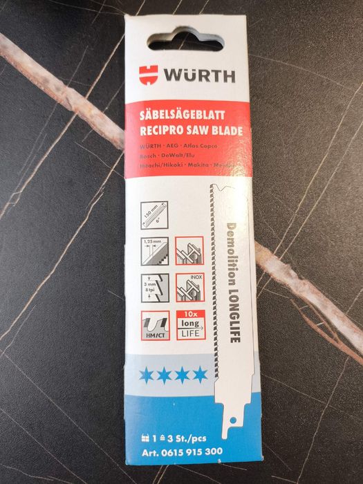 Würth 3 brzeszczoty do piły szablastej