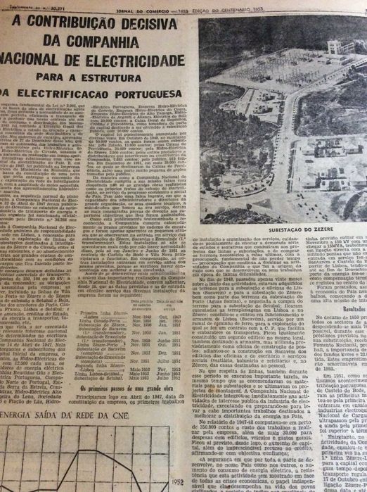 Jornal do Comércio, 1953. Tema principal: A electrificação do país