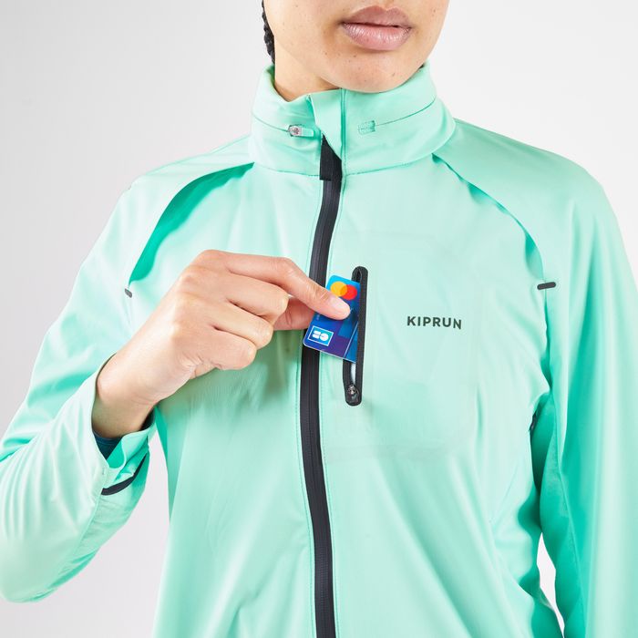 Casaco Quente de Corrida Mulher RUN 900 Warm Regul Verde-menta