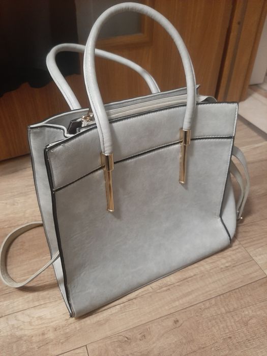 Pojemna duża szara torebka shopperka