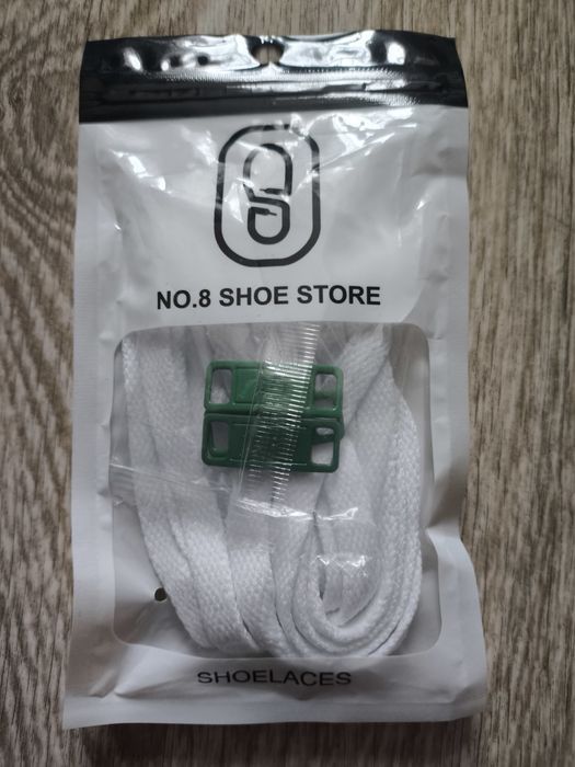 Nowe sznurówki sznurowadła białe 120 cm + 2 zielone blaszki AF1