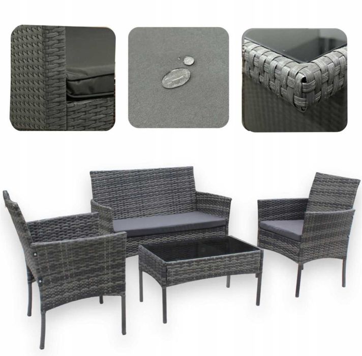 ZESTAW MEBLI OGRODOWYCH / 3 KOLORY /Technorattan/ 4 osobowy / 4 kolory