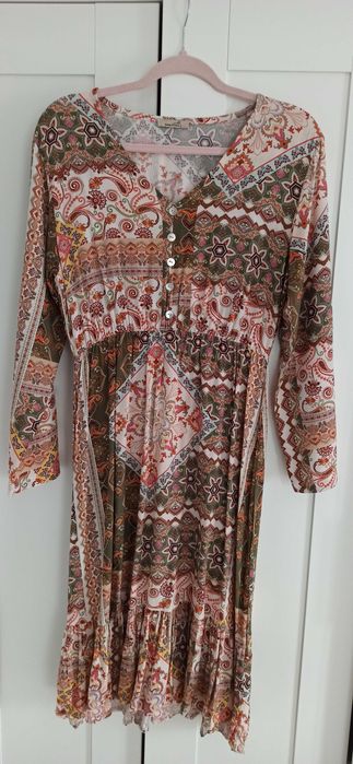 Sukienka midi w stylu boho, r. S