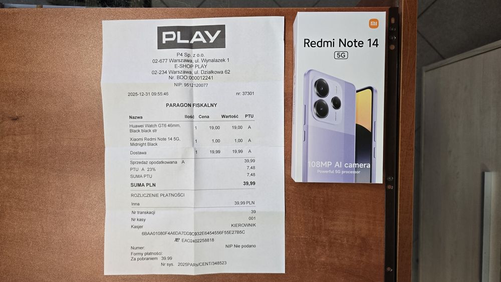 NOWY Xiaomi Redmi Note 14 5G Dual Sim 256GB/8GB RAM czarny, gwarancja