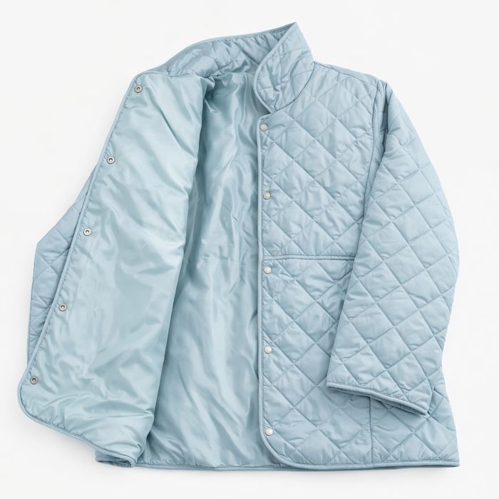 Pikowana kurtka damska miętowa/niebieska na napy