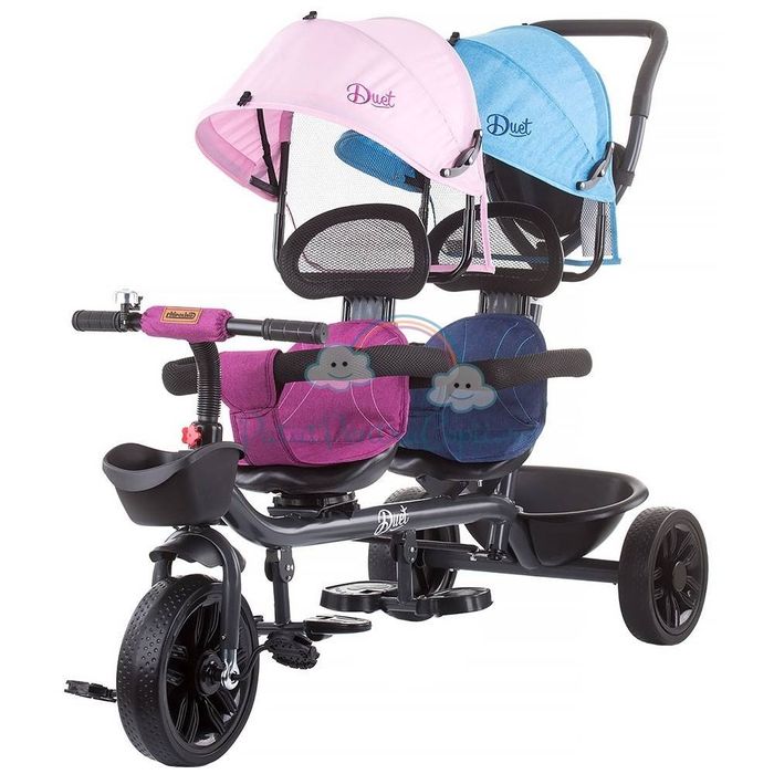 Chipolino Triciclo Gemelar com Assento Dianteiro 360º Duet Peony Pink
