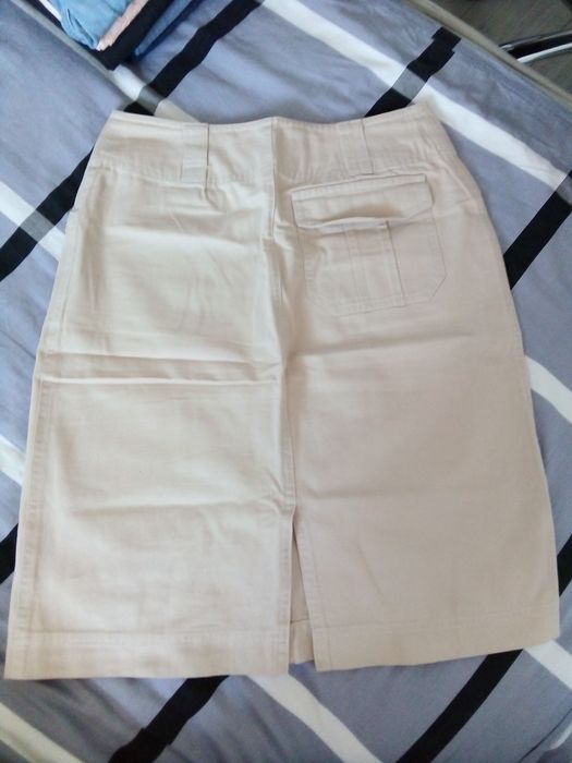 Spódnica do kolan ecru beż vintage lata 90. roz. S/M