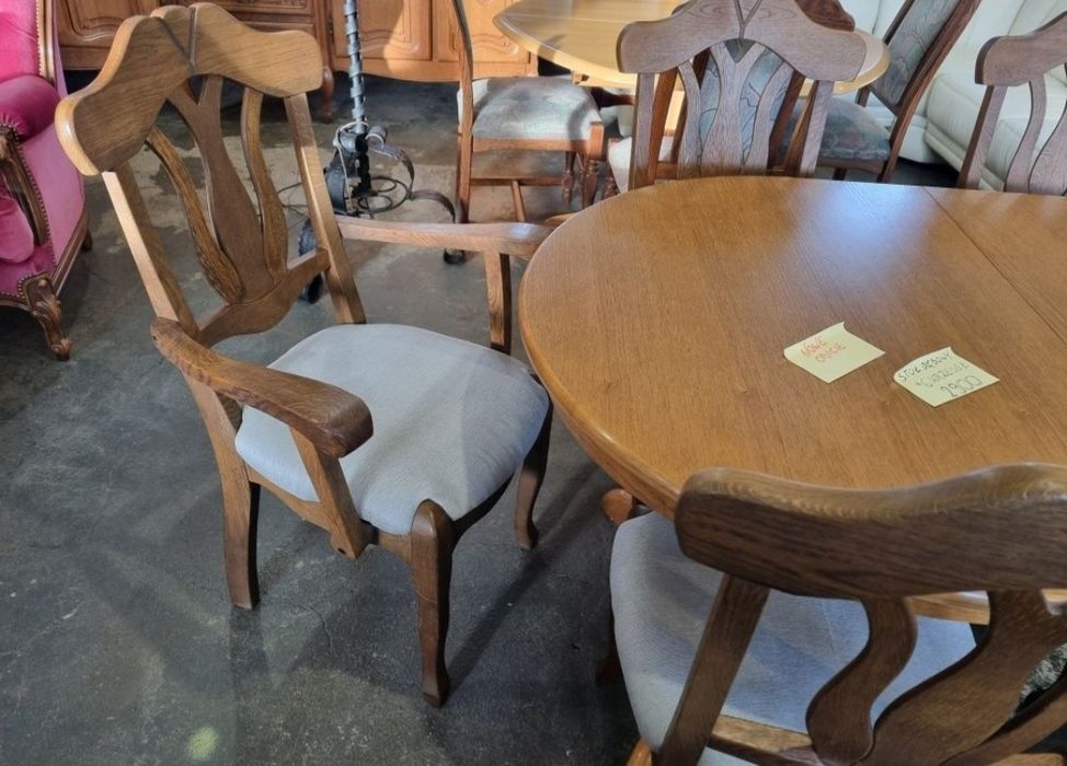 stół drewniany duży rozkładany +6 krzeseł