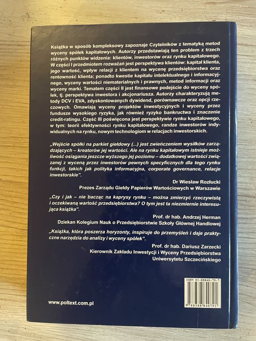 Metody wyceny spółki - perspektywa klienta i inwestora