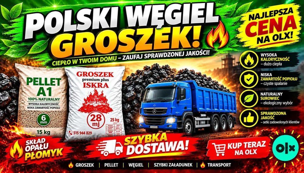Groszek polski 28Mj/kg Węgiel polskie kopalnie Pellet Ruda Maleniecka