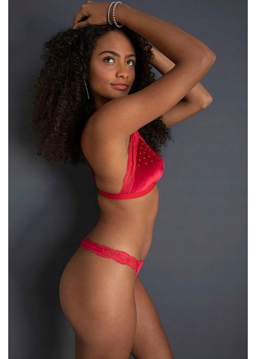 Venus komplet erotyczny czerwony biustonosz + stringi ouvert r.40/42