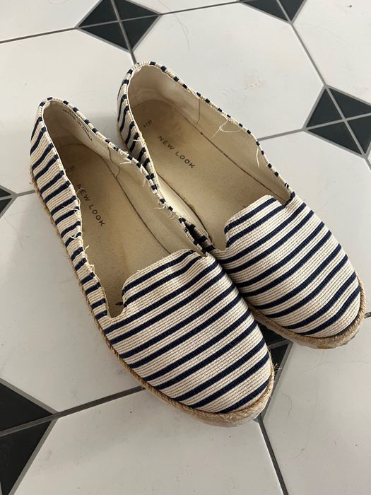 Espadryle baleriny w paski kremowe granatowe New Look rozm. 37