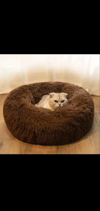 Лежак лежанка кругла хутряна бублик 55 см.