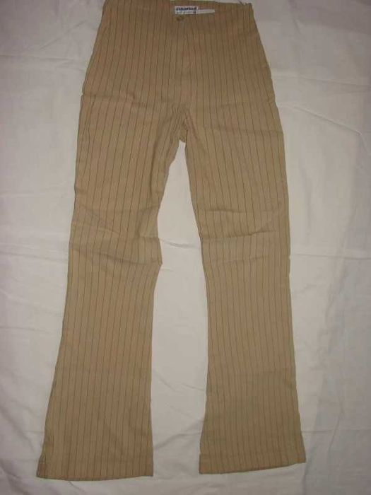 Ciamberra Spodnie beżowe w paski rozm.M/L wysoki stan dzwony