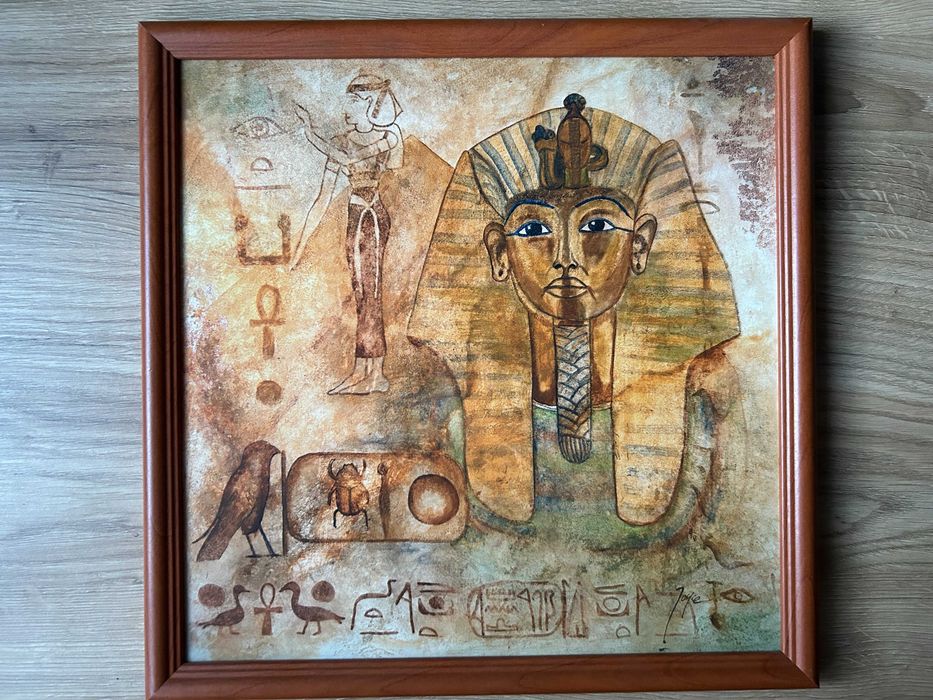 Obraz W Ramie 33 x 33 Cm Z Castoramy Z Motywem Egipskim Stan Idealny