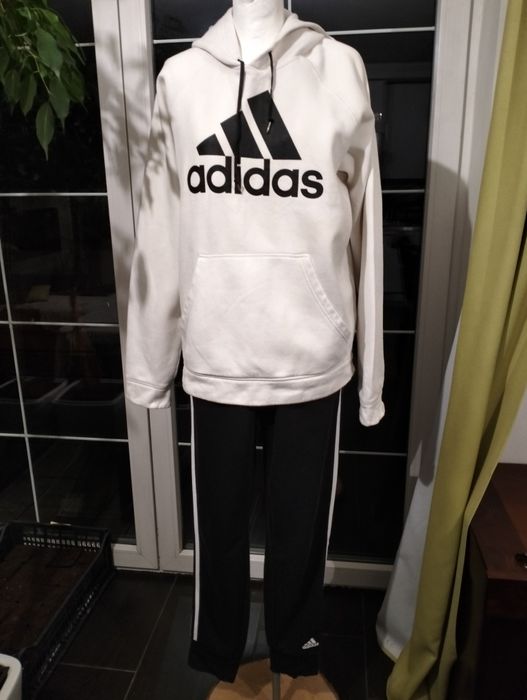 Dresy biało czarne Adidas r. M /L spodnie i bluza