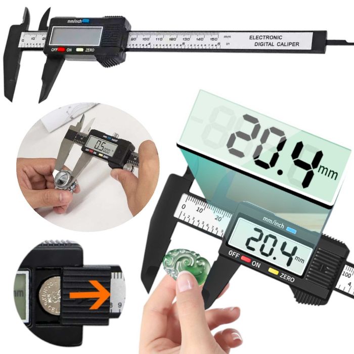 Suwmiarka elektroniczna cyfrowa wyświetlacz LCD miarka 150mm + bateria