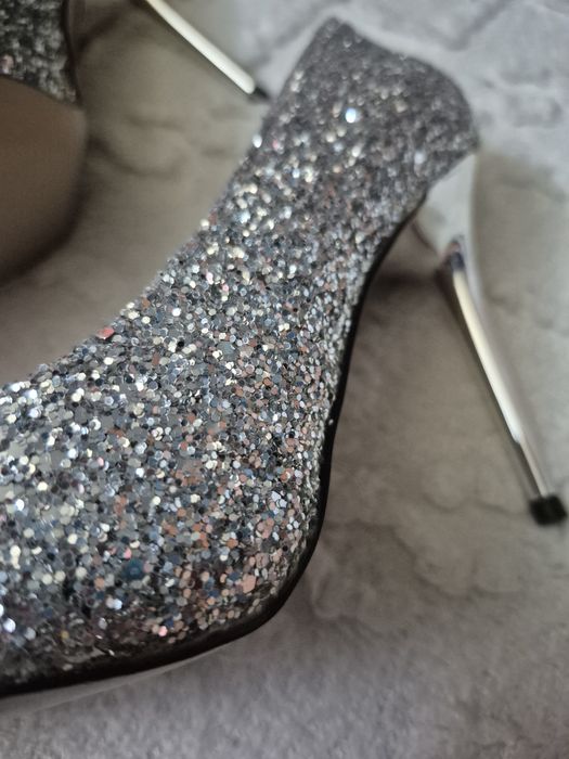 Buty na obcasie, brokatowe, nowe!