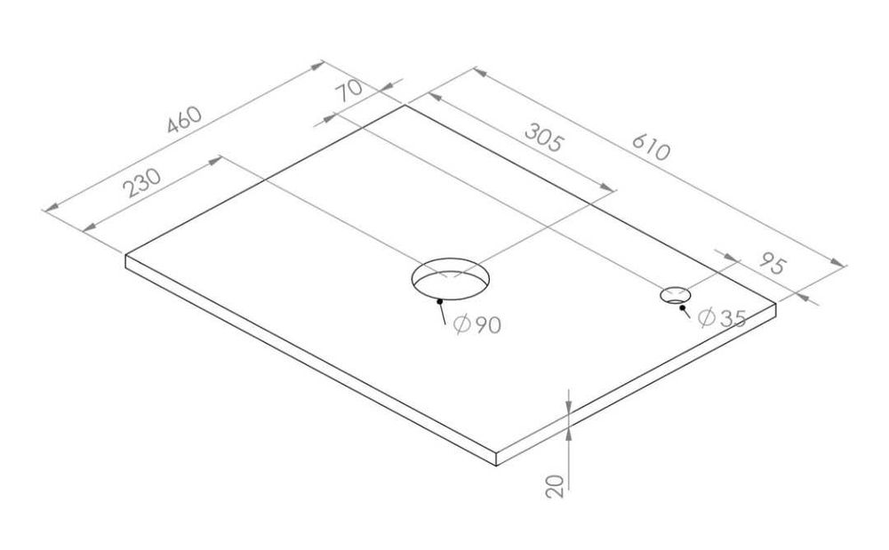 tampo para lavatorio pedra 61x46 branco mate