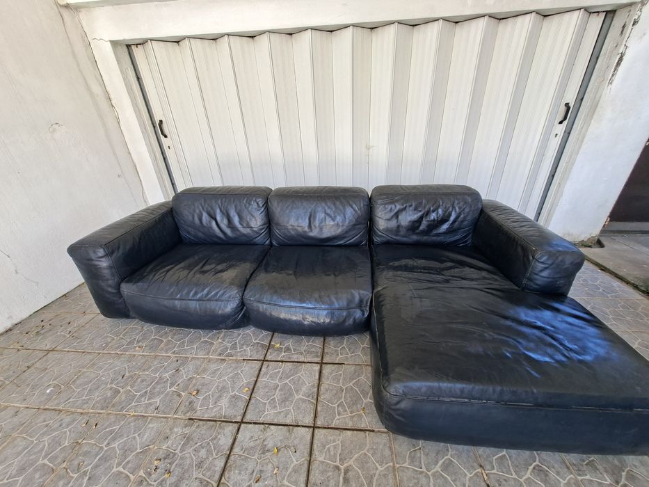 Sofa chaise long em pele
